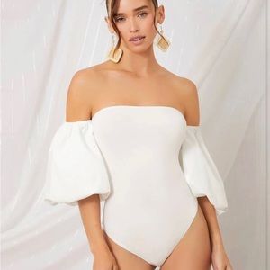 SHEIN Off Shoulder Puff Sleeve Bodysuit
